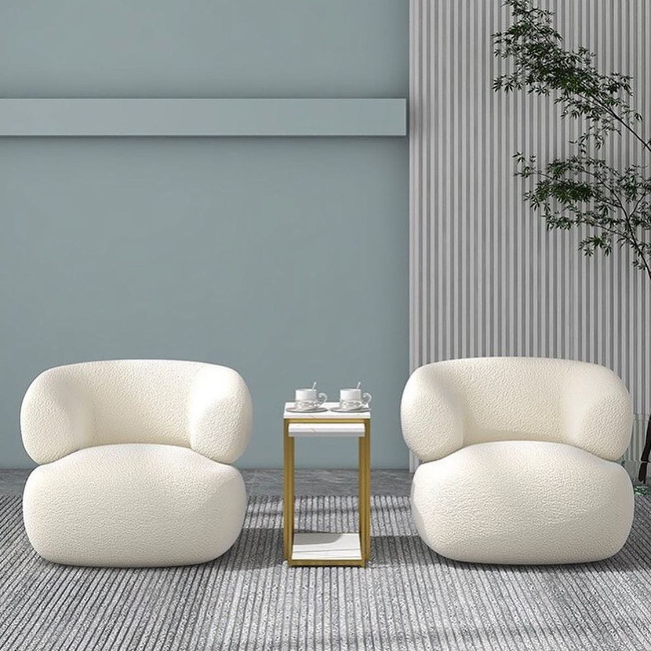 Pack PROMO 2 chaises en bouclette + Table