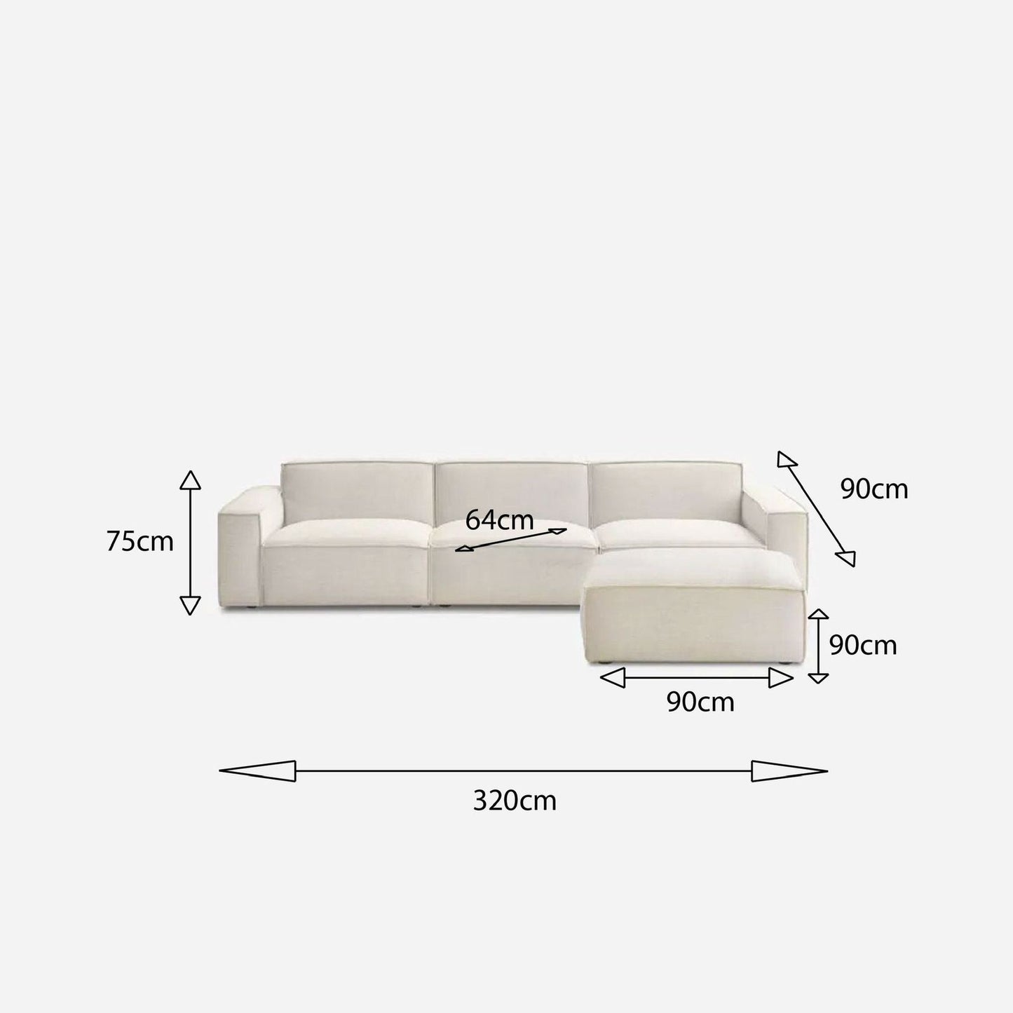 Revo - Canapé modulable large avec pouf