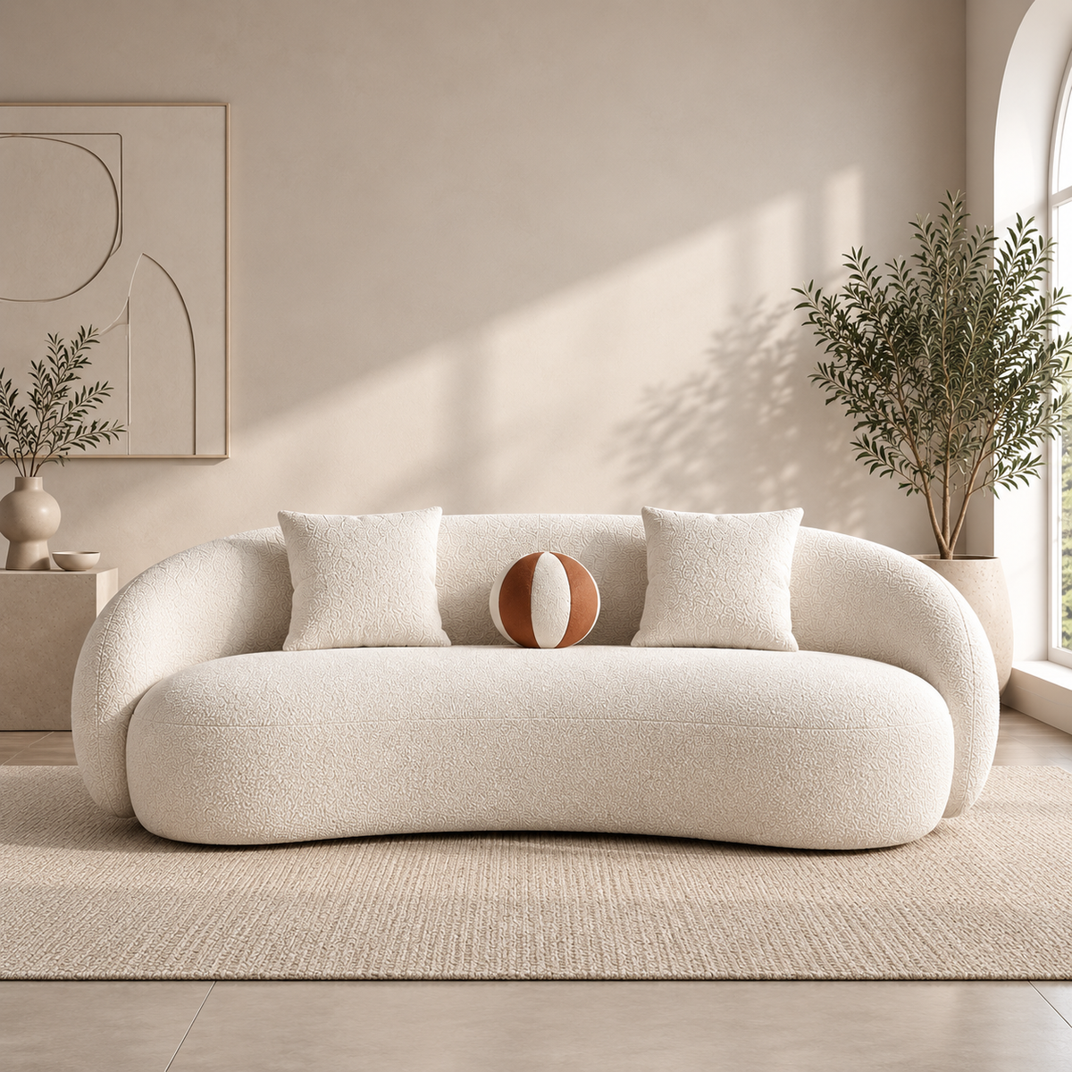 Pack Luna - Ensemble Canapé 3 Places et Fauteuil en Tissu Bouclé
